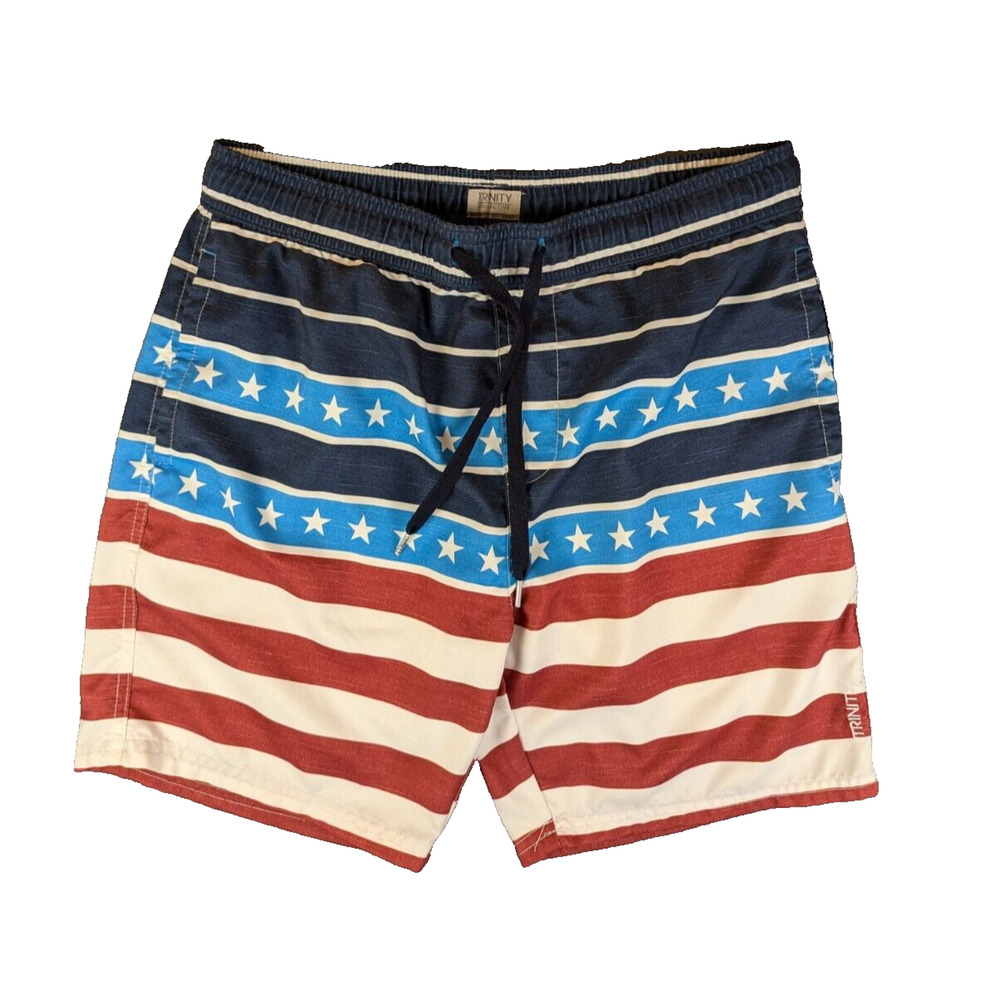 Trinity Collective Board Shorts Mens Medium USA Flag Pocket Drawstrings